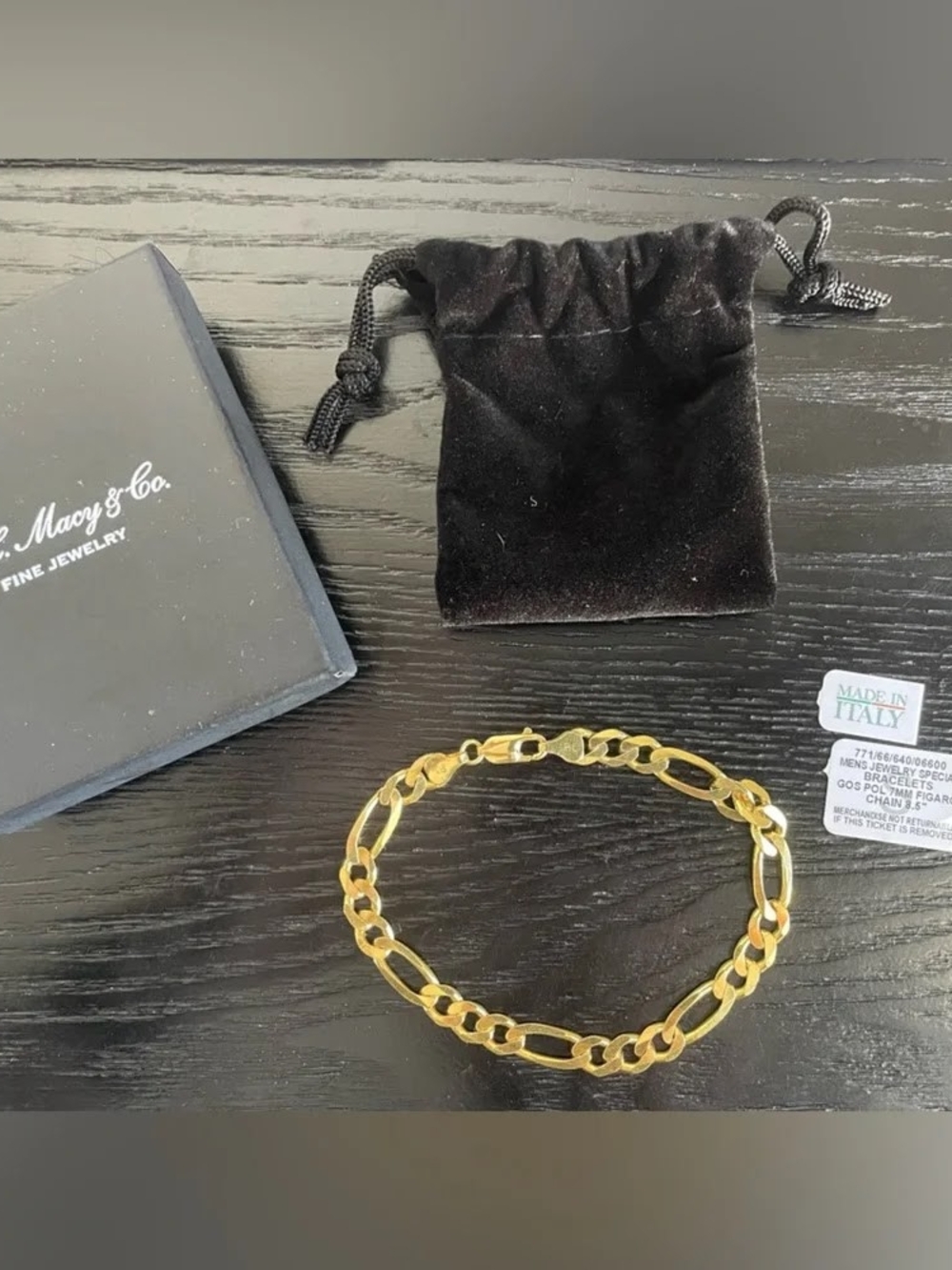 Macy & Co. Sterling Silver 18kt Gold Figaro Chain Bracelet